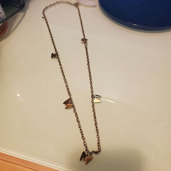 Vintage 90s Gold Chain Necklace With Butterflies Fairycore Boho Whimsygoth - Picture 2 of 4